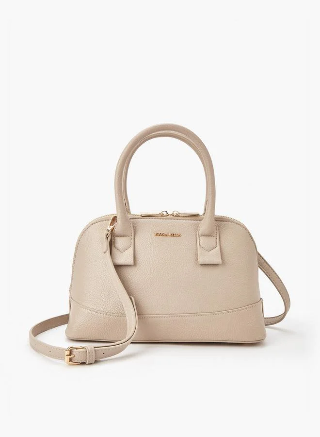 Solid Tote Bag with Double Handle and Zip Closure