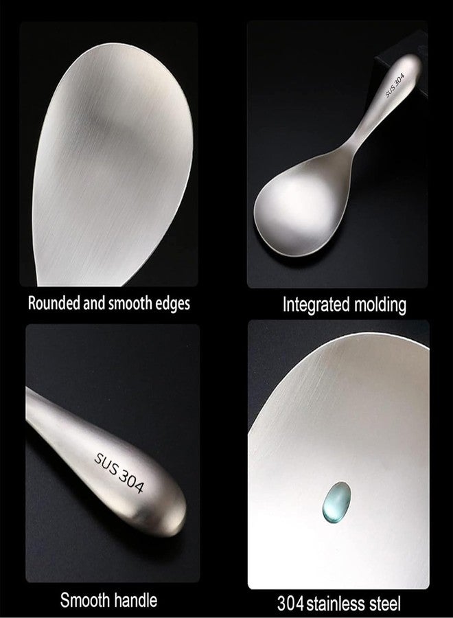 Comicfs ملعقة أرز كوميكفس 2 قطعة من الفولاذ المقاوم للصدأ 304 ملعقة مقلوبة غير لاصقة ملعقة أرز ملعقة معدنية لخلط الطعام وتقديمه وتصريفه وتجريفه (مات)  - Image 4