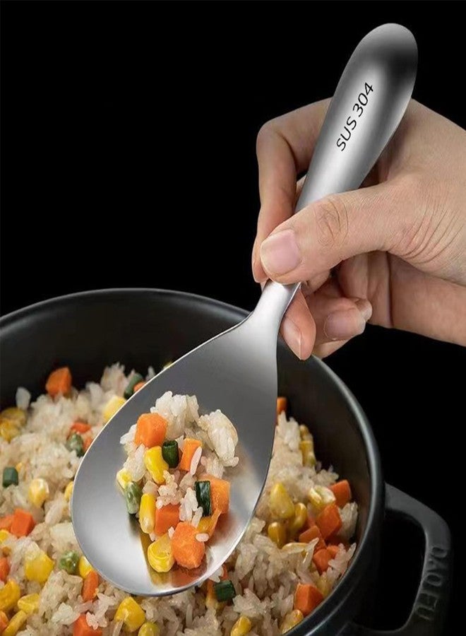 Comicfs ملعقة أرز كوميكفس 2 قطعة من الفولاذ المقاوم للصدأ 304 ملعقة مقلوبة غير لاصقة ملعقة أرز ملعقة معدنية لخلط الطعام وتقديمه وتصريفه وتجريفه (مات)  - Image 5