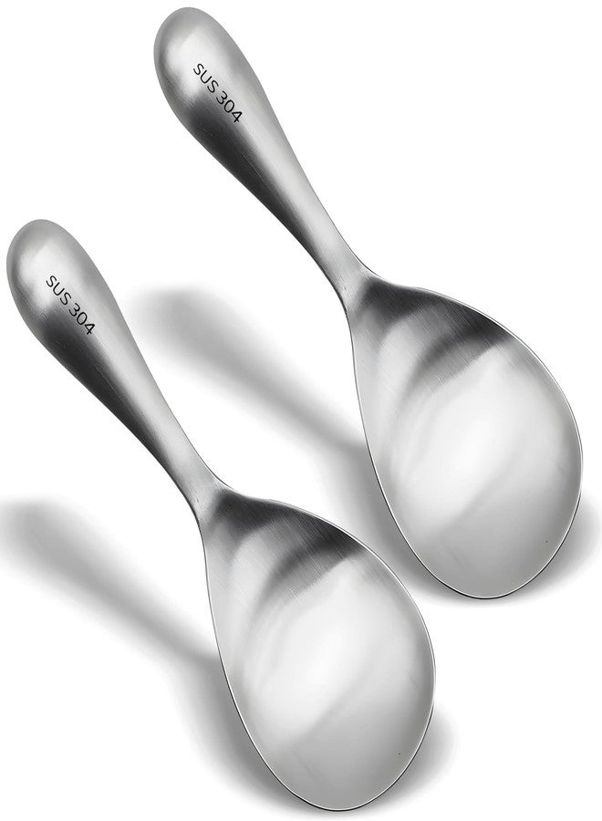 Comicfs ملعقة أرز كوميكفس 2 قطعة من الفولاذ المقاوم للصدأ 304 ملعقة مقلوبة غير لاصقة ملعقة أرز ملعقة معدنية لخلط الطعام وتقديمه وتصريفه وتجريفه (مات)  - Image 1