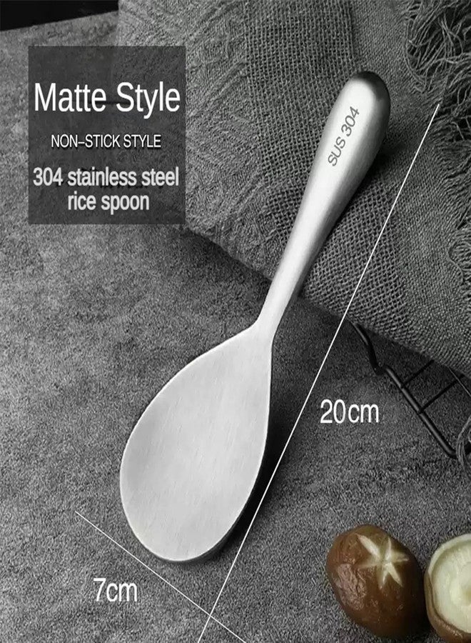 Comicfs ملعقة أرز كوميكفس 2 قطعة من الفولاذ المقاوم للصدأ 304 ملعقة مقلوبة غير لاصقة ملعقة أرز ملعقة معدنية لخلط الطعام وتقديمه وتصريفه وتجريفه (مات)  - Image 2