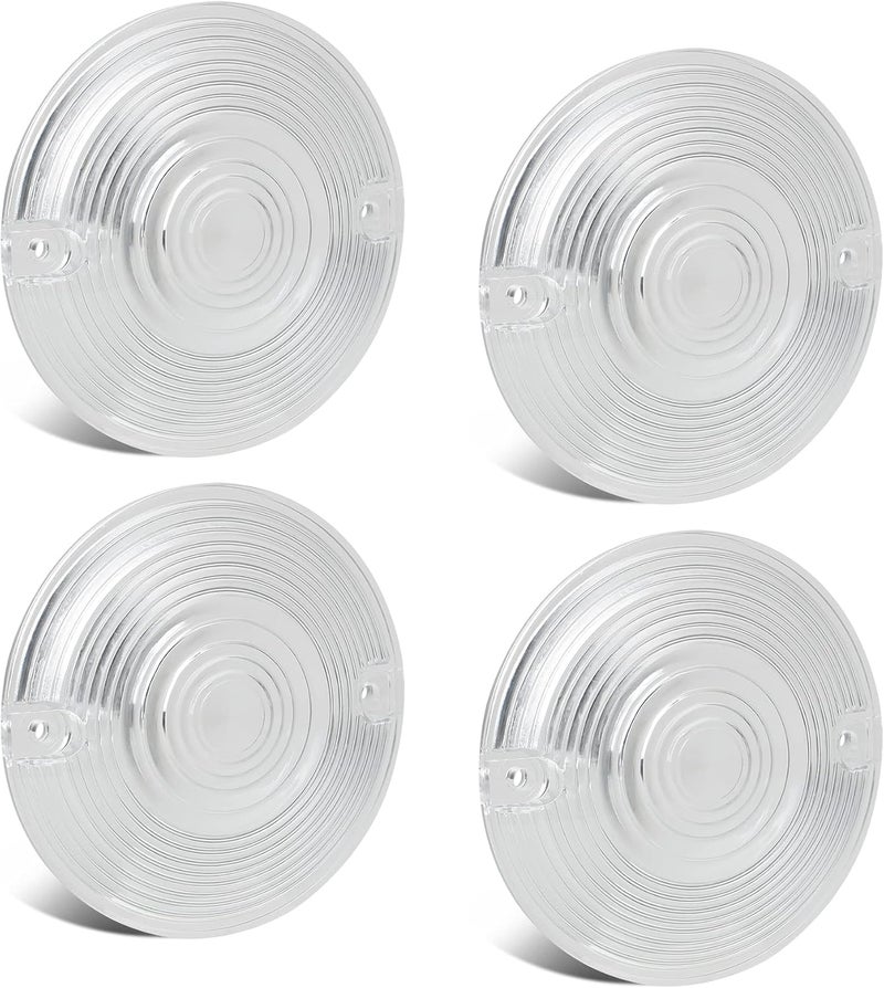 NTHREEAUTO 4PCS Clear Flat Turn Signals Lens Cover 3 1/4 Inch Compatible with Harley Electra Glide Road King Softail Touring - Image 1