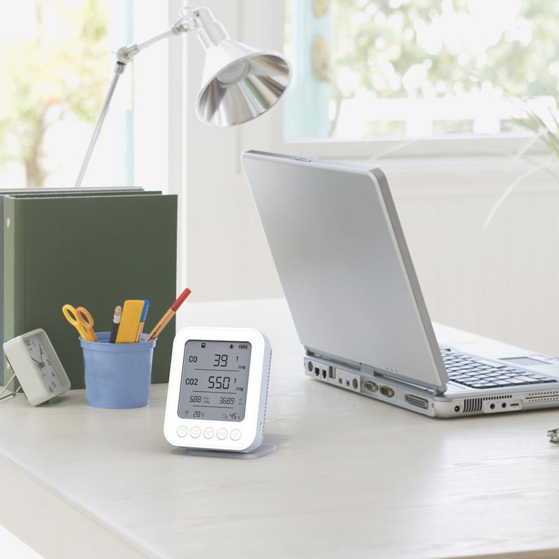 6 in 1 Air Quality Monitor 5-inch LCD Display BT Tuya APP Control CO2 Detector with 128MB Secure Digital Memory Card Backlight Type-C Charging 5V CO CO2 Altitude Air Pressure Temperature Humidity - Image 3