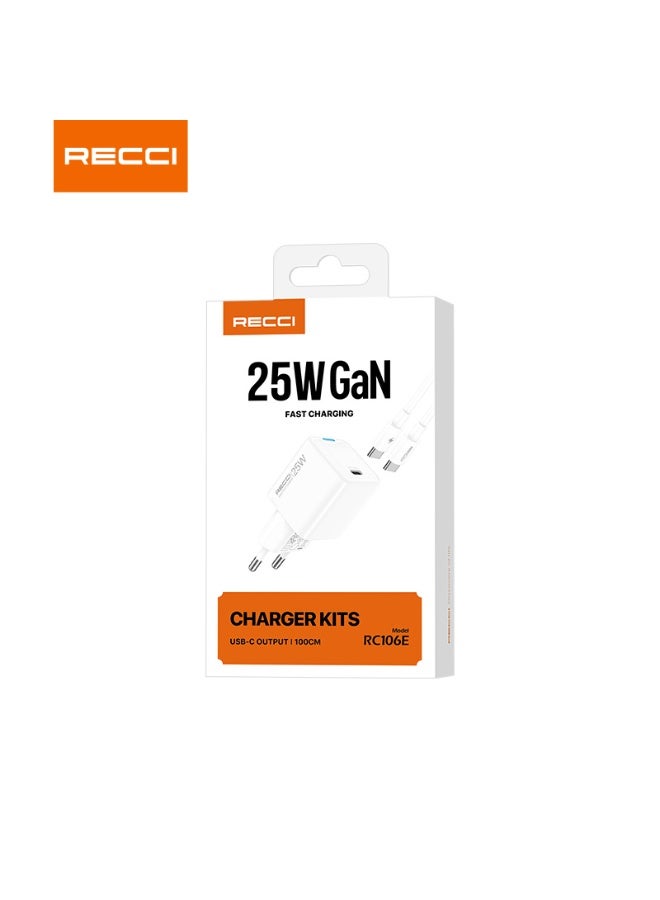 ريتشي شاحن Recci RC106E بقوة 25 وات بتقنية GaN مع كابل Type C إلى Type C - Image 4