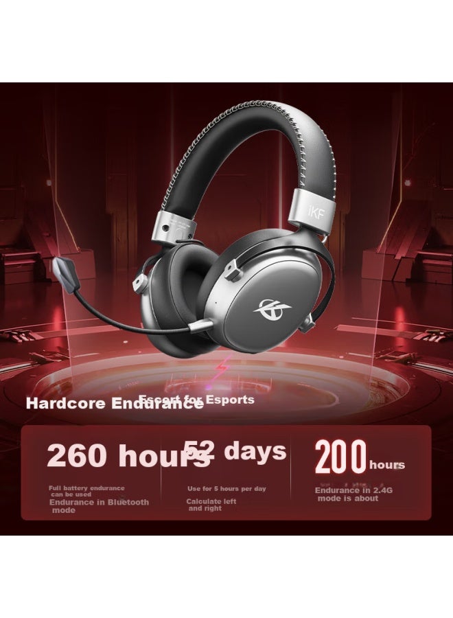Ikf V11 Max Quad-mode Gaming Headset, Over-ear Wireless E-sports 7.1 Sound, Bluetooth Wired Fps Dedicated, Jiangsu Unyielding Contract Cs Sound Positioning, Titanium Silver Color - Image 3