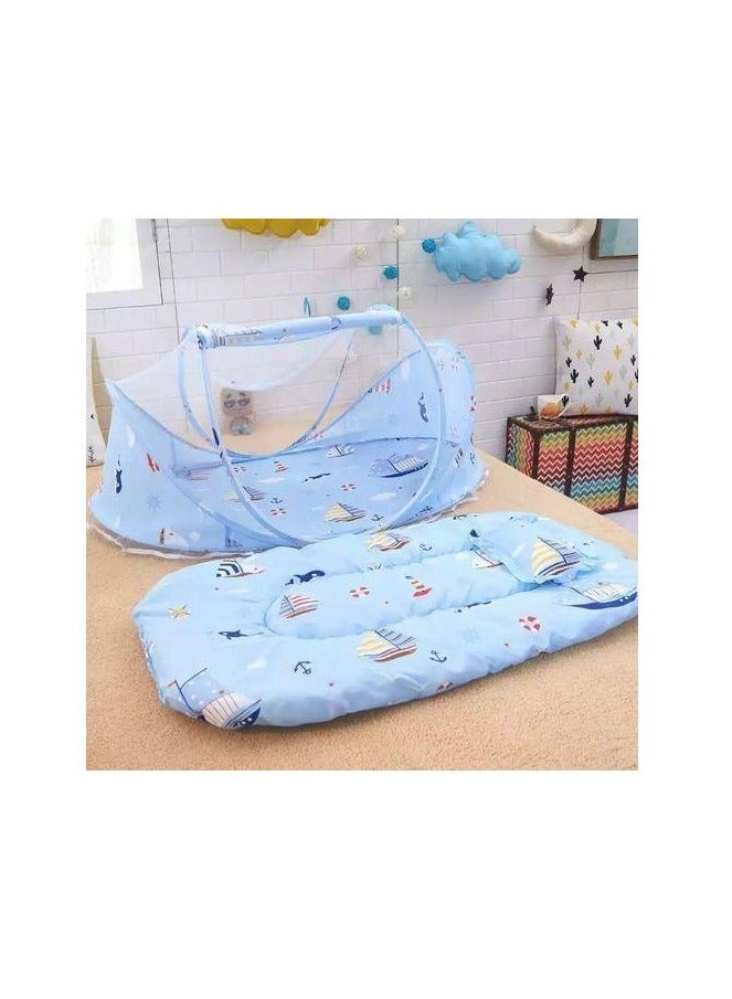 Portable Mosquito Net Bed - Foldable Mosquito Net With Cotton Sleeping Baby Mattress For Baby (0-36 Months) Baby Gifts & Supplies (Multi Color) - Bed Mattress Size 110Cm - Image 2