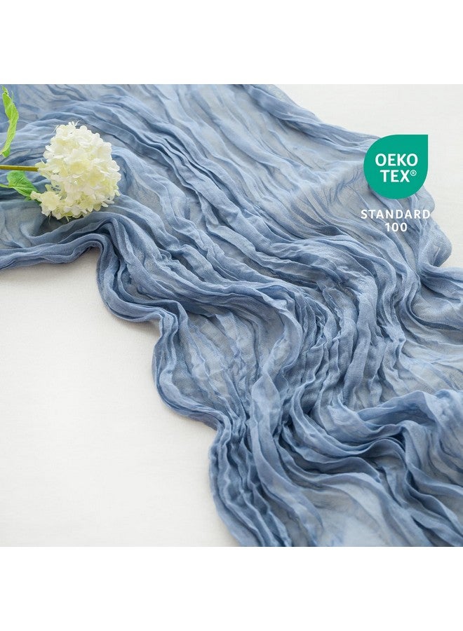 Sioloc 1 Pack Dusty Blue Cheesecloth Table Runner Spring Decor 10ft Boho Gauze Cheese Cloth Runner for Easter Tea Wedding Party Baby Bridal Shower Birthday Table Decorations - Image 2