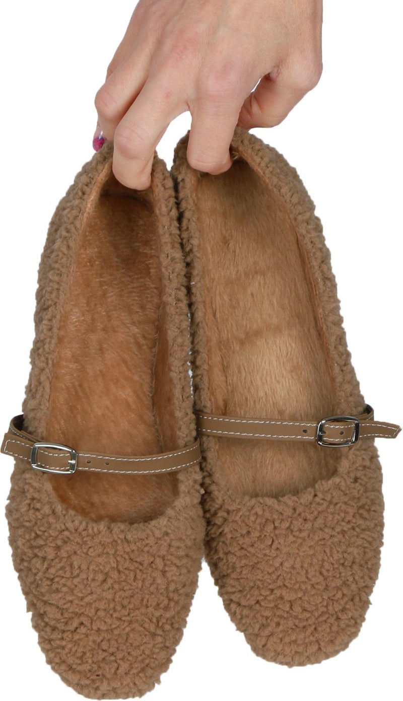 Renkli Butik أحذية منزلية باليرينا للنساء مزودة بحزام ريش ملون  - Image 3