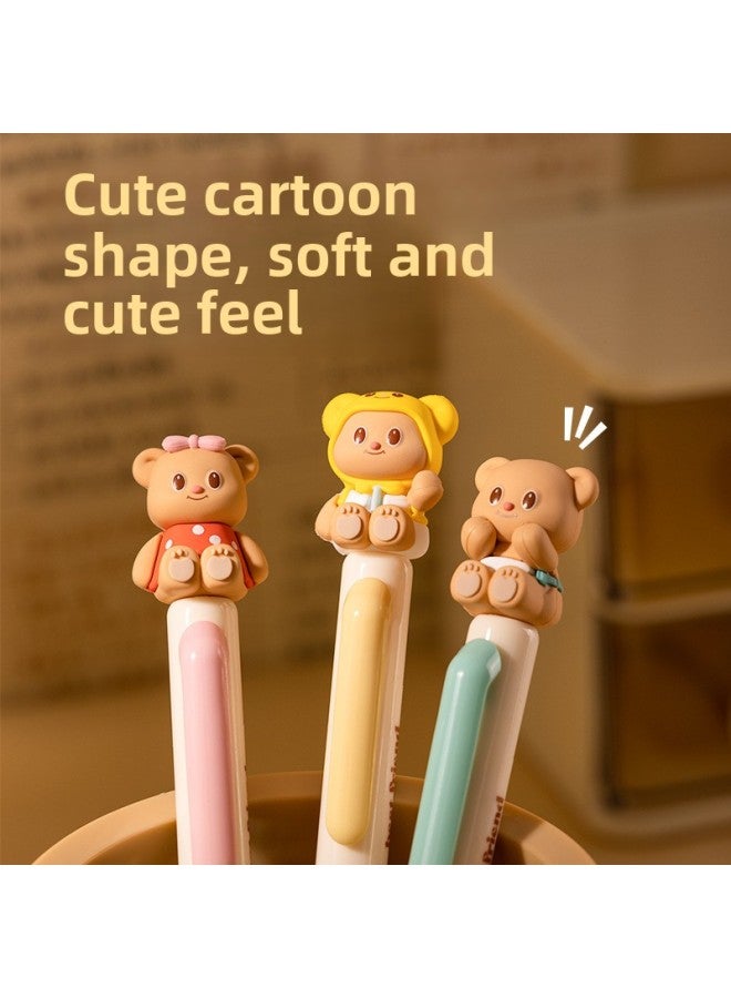 Deli Butter Bear Joint Gel Pen Student Stationery Zhen Shun Slip Ink Press High Color Value Cute-Color:Hy004 [butter Bear Cute Pen] Yellow 1 Piece  - Image 4