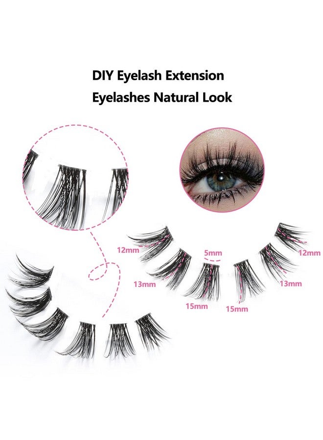 DSLONG Cluster Lashesdiy Lash Extensions Individual Lashmanga Lashes Natural Look Clear Band Anime Lashes60 Clusters Volume Lashes Set Individual Eyelash Extensions (A02) - Image 2