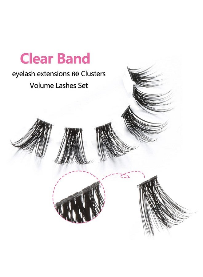 DSLONG Cluster Lashesdiy Lash Extensions Individual Lashmanga Lashes Natural Look Clear Band Anime Lashes60 Clusters Volume Lashes Set Individual Eyelash Extensions (A02) - Image 3
