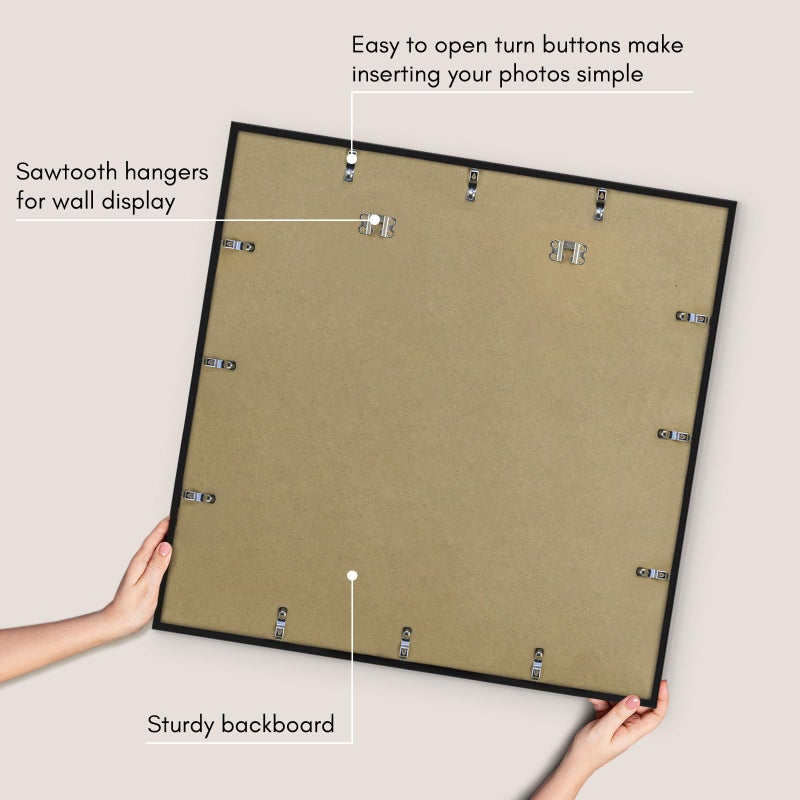 Americanflat 30x30 Picture Frame with Polished Plexiglass - Streamline Collection - Thin Border Square Frame for Wall Display - Hanging Hardware Included - Black - Image 5