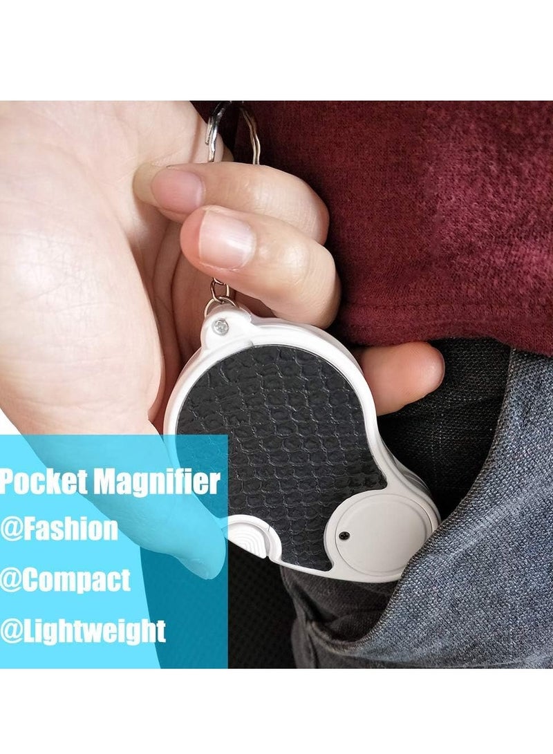 عدسة مكبرة مع إضاءة، عدسة مكبرة مضيئة، عدسة مكبرة يدوية صغيرة قابلة للطي بتكبير 5 أضعاف، مثالية للقراءة وفحص العملات المعدنية والهوايات والسفر - قطر 45 مم - Image 3