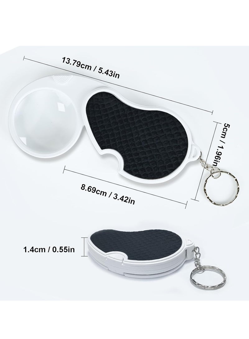 عدسة مكبرة مع إضاءة، عدسة مكبرة مضيئة، عدسة مكبرة يدوية صغيرة قابلة للطي بتكبير 5 أضعاف، مثالية للقراءة وفحص العملات المعدنية والهوايات والسفر - قطر 45 مم - Image 4