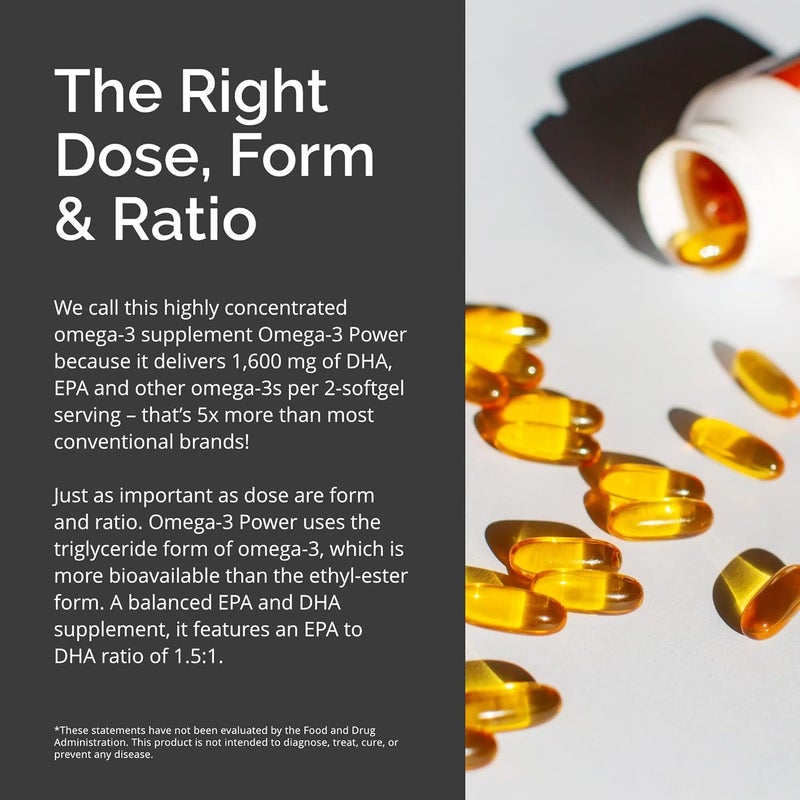 BRAINMD Dr Amen Omega3 Power  60 Capsules  Joint  Immune Support Supplement  Contains DHA  EPA  Gluten Free  30 Servings - Image 5