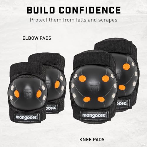 Mongoose Kids BMX Pad Set, Ages 8-14, Knee and Elbow Pads with Gel Inserts, Adjustable Straps, Multi-Sport Protection for Biking, Skating, Scooting and More, Elbow and Knee Pads for Kids - Image 5