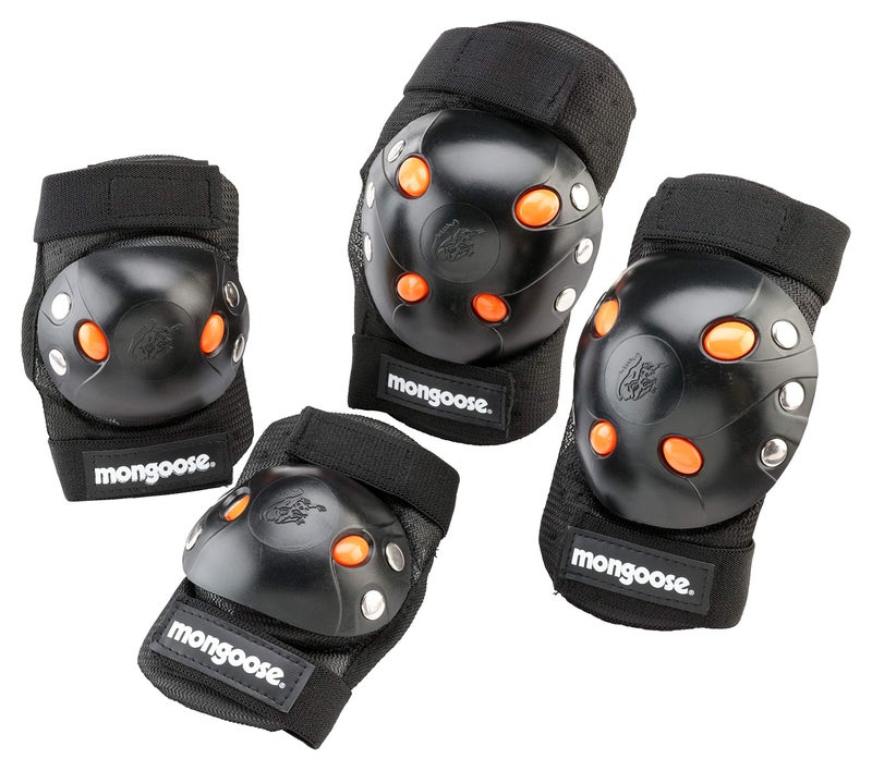 Mongoose Kids BMX Pad Set, Ages 8-14, Knee and Elbow Pads with Gel Inserts, Adjustable Straps, Multi-Sport Protection for Biking, Skating, Scooting and More, Elbow and Knee Pads for Kids - Image 1
