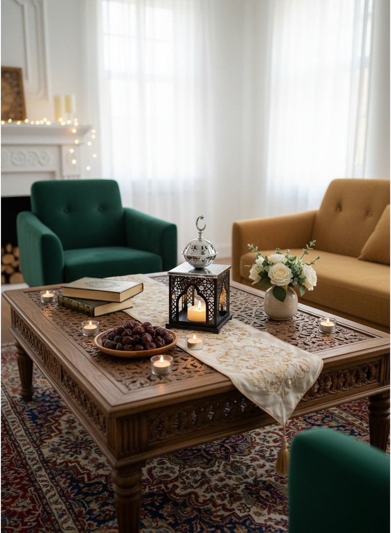 Living Black Islamic Ramadan Lantern with Silver Incense Burner - Image 2