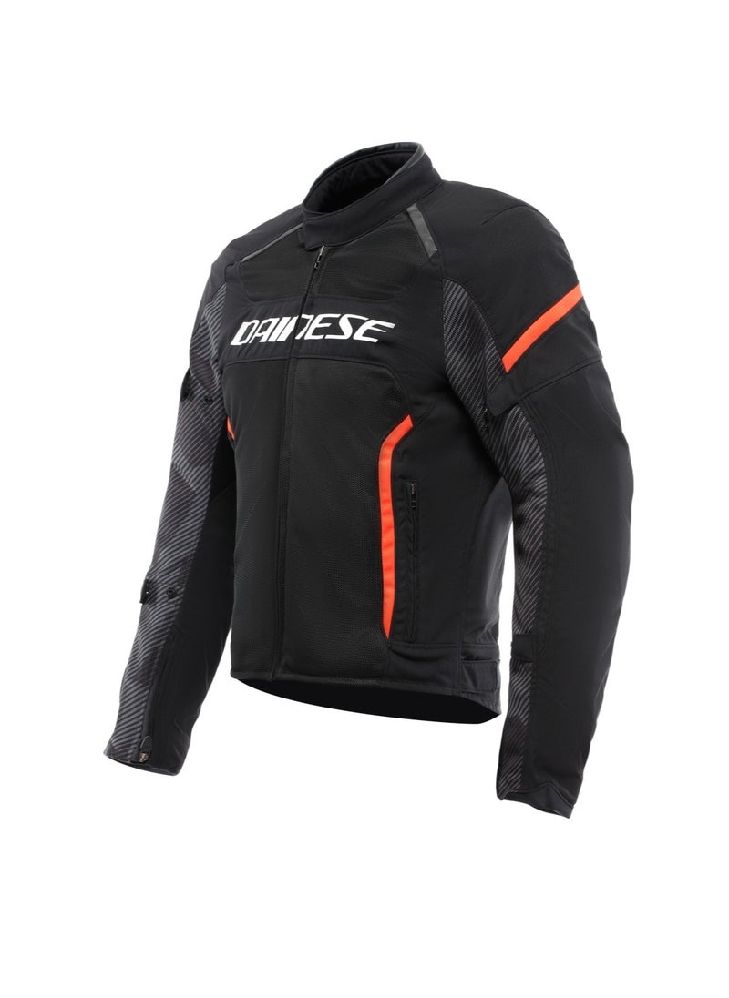 Dainese DAINESE - Air Frame 3 Tex Jacket, Summer Motorcycle Jacket with Detachable Windproof Lining, Man, Black/Black/Red-Fluo  - Image 1