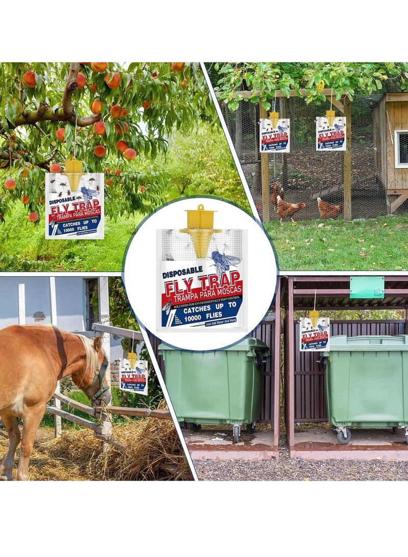 Zikra Fly Traps Outdoor Hanging 4 Pcs Home Fly Bags Outdoor Disposable Fly Killer with Natural Attractant Large Fly Trap Bag Bug Catcher Flying Insect Trap for Backyard Balcony Patio Camping - Image 3