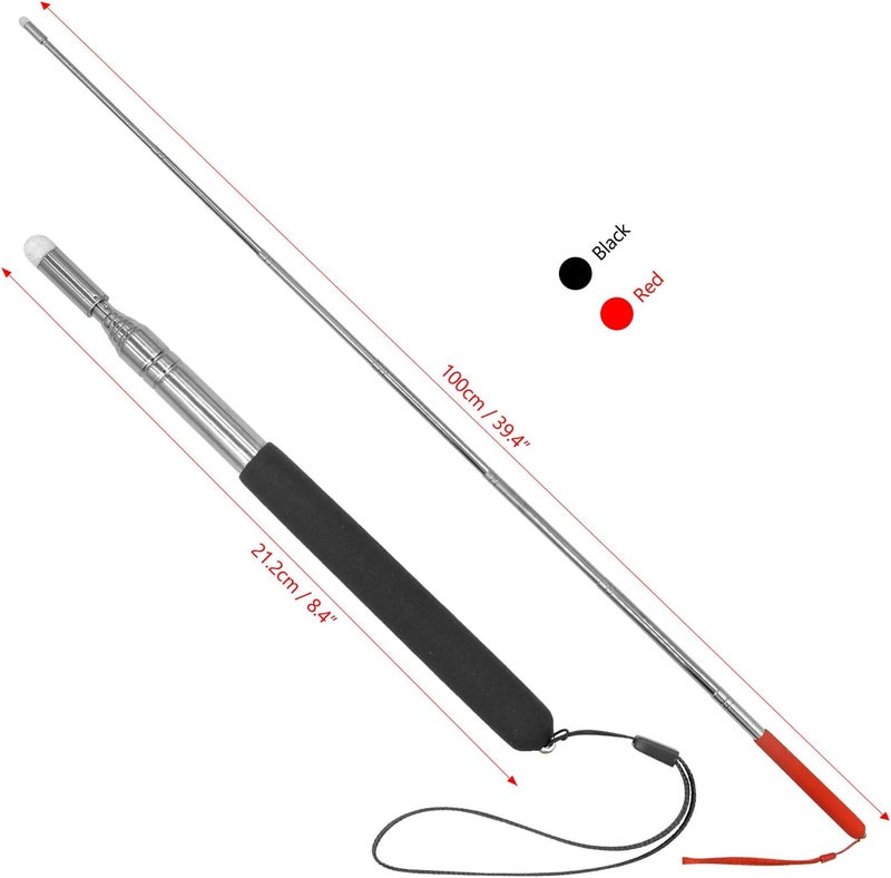 2 Pieces Pointer Stick 1m Extendable Pointing Stick for Teachers Retractable Telescope Pointer with Lanyard for Coach Class Classroom Whiteboard Post Pointer Black Red - Image 5