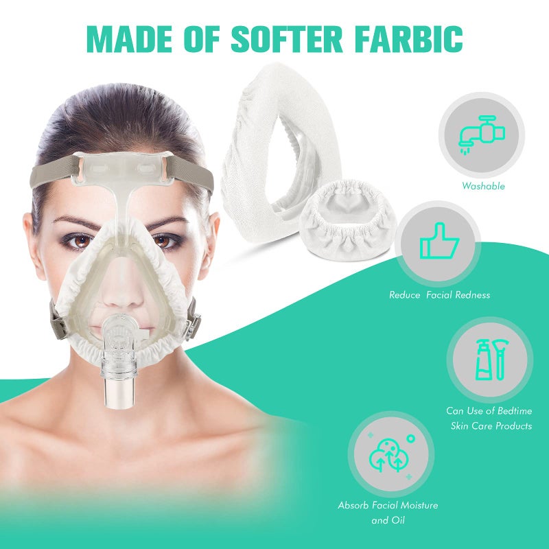 Nuanchu 5 Packs Mask Cover Full Face Mask Liners Reusable Soft Covers Reduces Air Leaks and Blisters Washable Cushions Fits Most Types of Full Face Masks(White) - Image 2