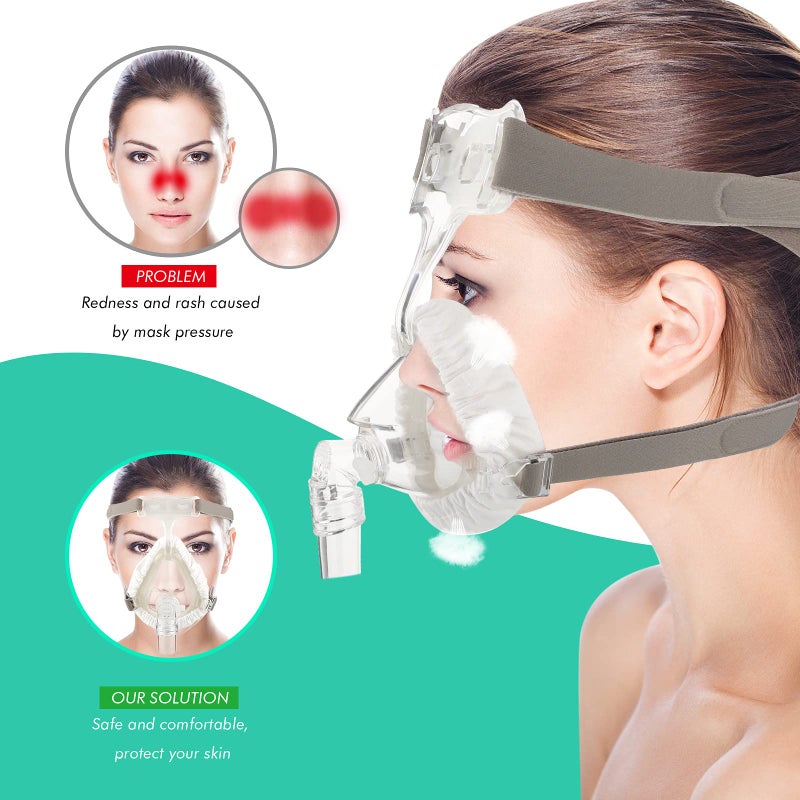 Nuanchu 5 Packs Mask Cover Full Face Mask Liners Reusable Soft Covers Reduces Air Leaks and Blisters Washable Cushions Fits Most Types of Full Face Masks(White) - Image 3