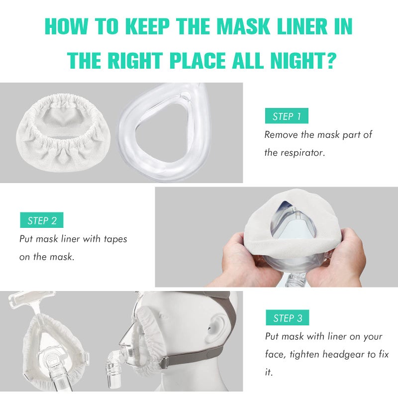 Nuanchu 5 Packs Mask Cover Full Face Mask Liners Reusable Soft Covers Reduces Air Leaks and Blisters Washable Cushions Fits Most Types of Full Face Masks(White) - Image 4