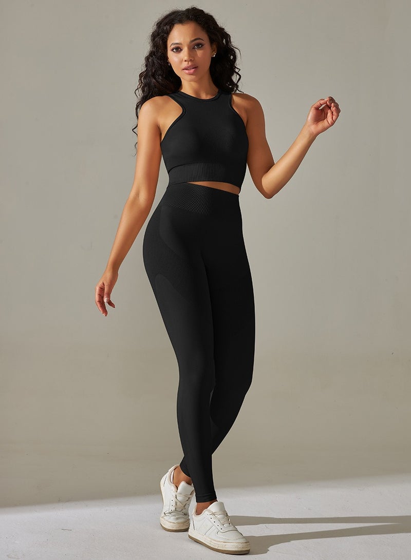 Loquat Yoga Tight Fitting Stretch Soft Sets Black  - Image 2