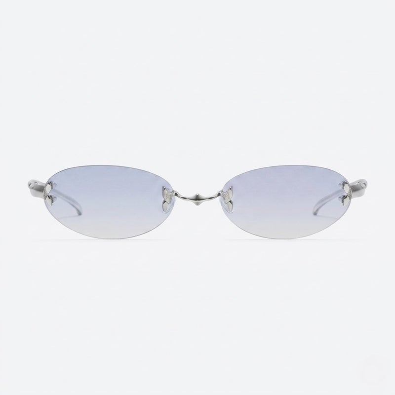 جنتل مونستر نظارات شمسية بيضاوية بدون إطار من Gentle Monster Furi Col.02 57 للجنسين - إطار فضي وعدسات بنفسجية فاتحة - Image 2