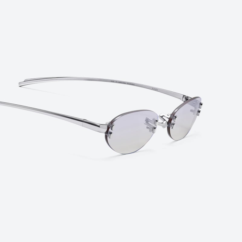 جنتل مونستر نظارات شمسية بيضاوية بدون إطار من Gentle Monster Furi Col.02 57 للجنسين - إطار فضي وعدسات بنفسجية فاتحة - Image 3