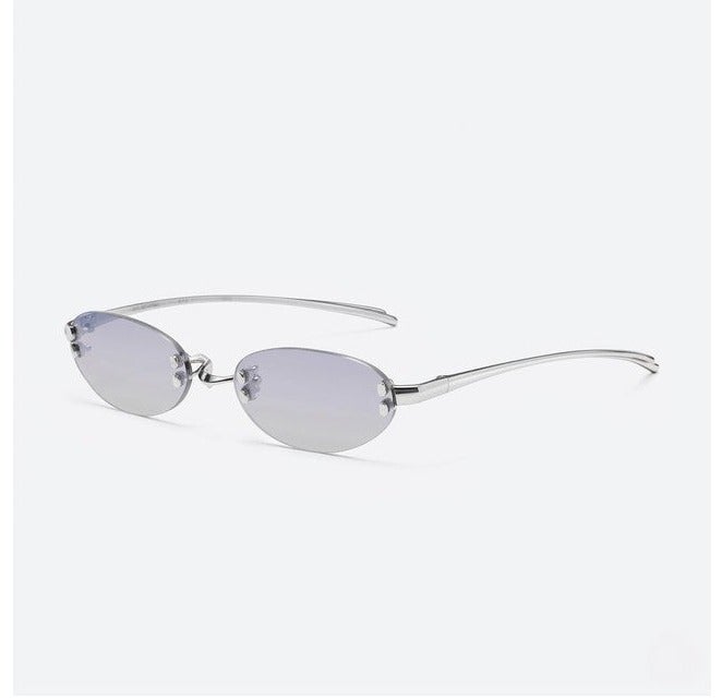 جنتل مونستر نظارات شمسية بيضاوية بدون إطار من Gentle Monster Furi Col.02 57 للجنسين - إطار فضي وعدسات بنفسجية فاتحة - Image 1
