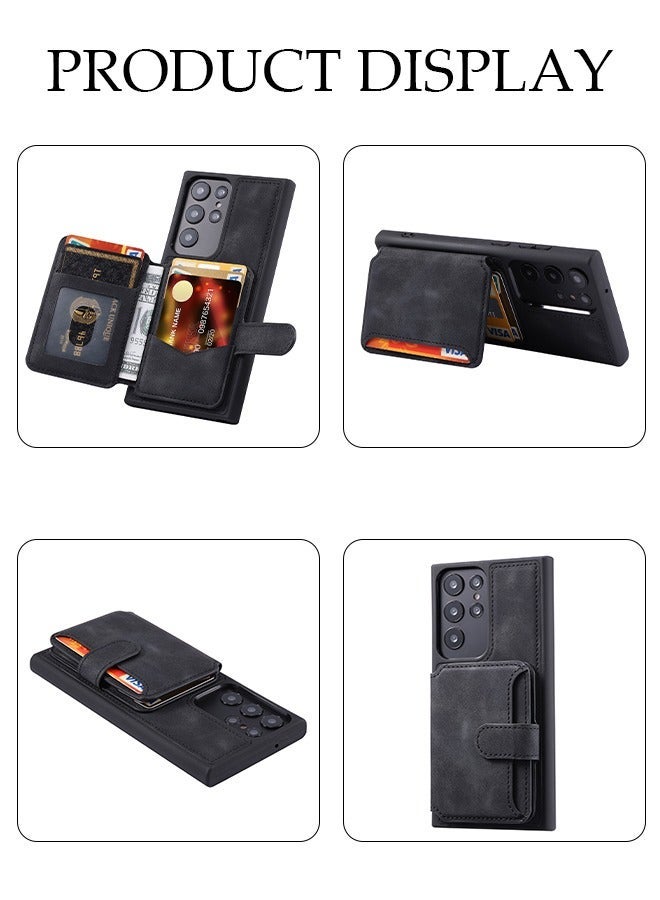 DUNISO Samsung Galaxy S24 Ultra Phone Case Full Body Protective Phone Cover Anti-fall Anti-fingerprint Phone Case With Phone Holder and Credit Card Holder for Galaxy S24 Ultra 5G Phone Case - Image 2