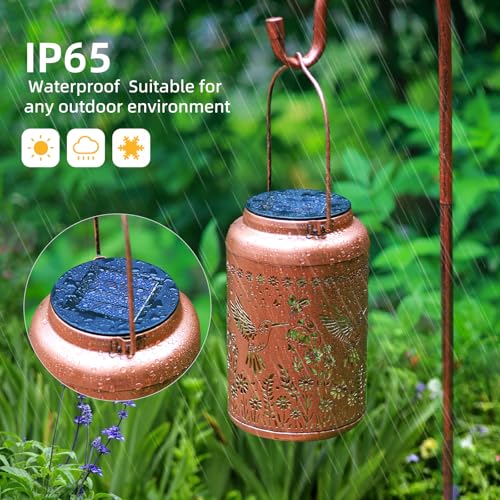 WACLSTDAY Mothers Day Gifts for Mom Hummingbird Solar Lanterns Outdoor Waterproof Garden Decor Birthday Gifts for Women Men Mom Hanging Solar Lights Metal Decoration Outside for Yard,Patio,Backyard,Porch,Easter - Image 4