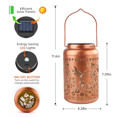 WACLSTDAY Mothers Day Gifts for Mom Hummingbird Solar Lanterns Outdoor Waterproof Garden Decor Birthday Gifts for Women Men Mom Hanging Solar Lights Metal Decoration Outside for Yard,Patio,Backyard,Porch,Easter - Image 5