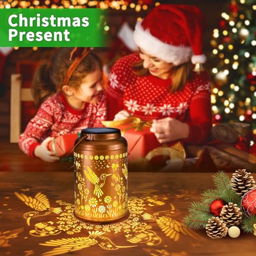 WACLSTDAY Mothers Day Gifts for Mom Hummingbird Solar Lanterns Outdoor Waterproof Garden Decor Birthday Gifts for Women Men Mom Hanging Solar Lights Metal Decoration Outside for Yard,Patio,Backyard,Porch,Easter - Image 3