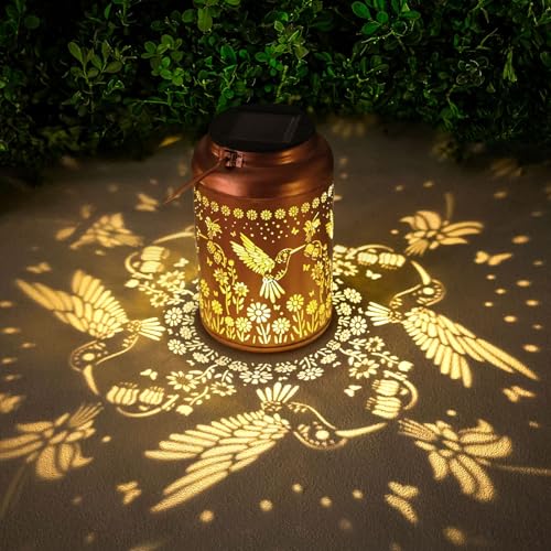 WACLSTDAY Mothers Day Gifts for Mom Hummingbird Solar Lanterns Outdoor Waterproof Garden Decor Birthday Gifts for Women Men Mom Hanging Solar Lights Metal Decoration Outside for Yard,Patio,Backyard,Porch,Easter - Image 1