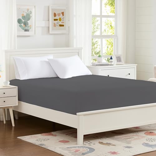 Hotella 100% Microfiber Ultra Soft 60"x80" Queen Size Fitted Sheet Only, Up to 14 inch Deep Pocket Bottom Sheet, Stay in Place Hotel Bedding Matress Protector, Machine Washable, Non-Fade, Dark Gray - Image 1