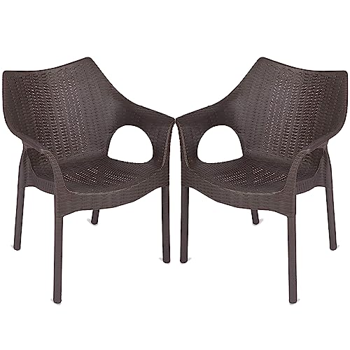 SkyGlamour Supreme Cambridge Heavy Plastic Chair for Living Room | Home | Office | Indoor/Outdoor Use | Plastic Chair Set of 2 |Color: Wenge; Set of 2 Chairs - Image 1