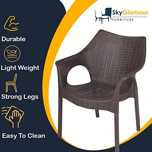 SkyGlamour Supreme Cambridge Heavy Plastic Chair for Living Room | Home | Office | Indoor/Outdoor Use | Plastic Chair Set of 2 |Color: Wenge; Set of 2 Chairs - Image 5