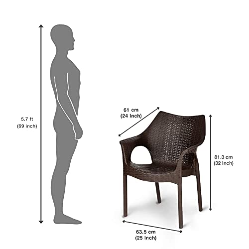 SkyGlamour Supreme Cambridge Heavy Plastic Chair for Living Room | Home | Office | Indoor/Outdoor Use | Plastic Chair Set of 2 |Color: Wenge; Set of 2 Chairs - Image 3