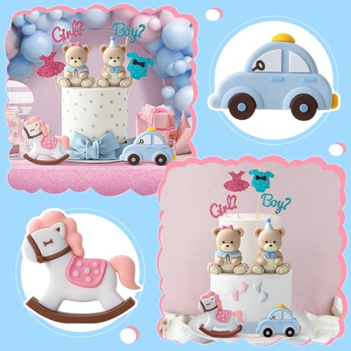 Zafena 8 PCS Gender Reveal Cake Topper - Bear Cake Toppers with Boy or Girl Cake Decorations for Gender Reveal Baby Shower Birthday Party Supplies - Image 4