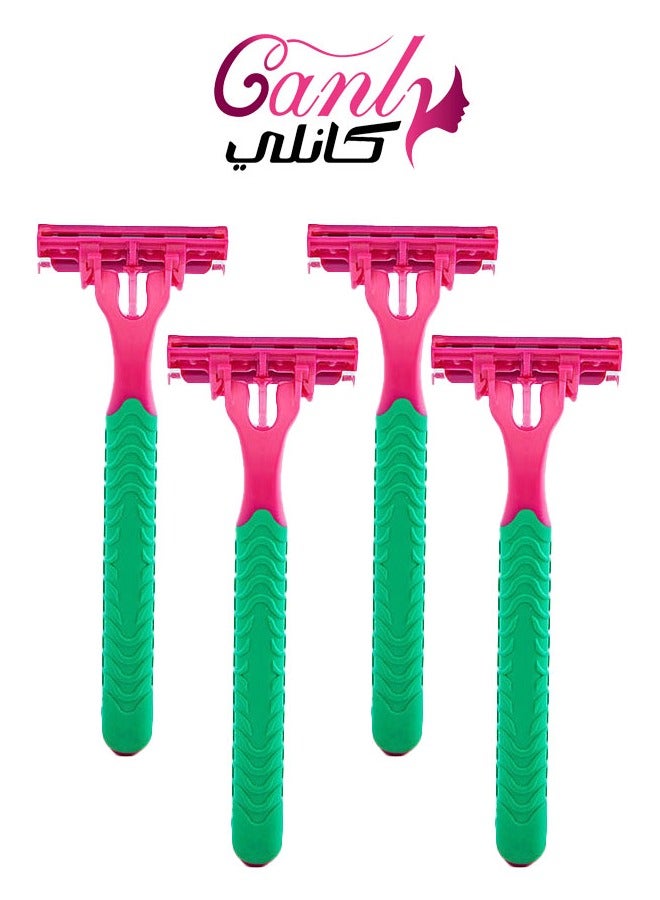 Canly Canly Women's Razor with Moving Head and Aloe Vera Gel Bar - 4 Pieces - Image 4