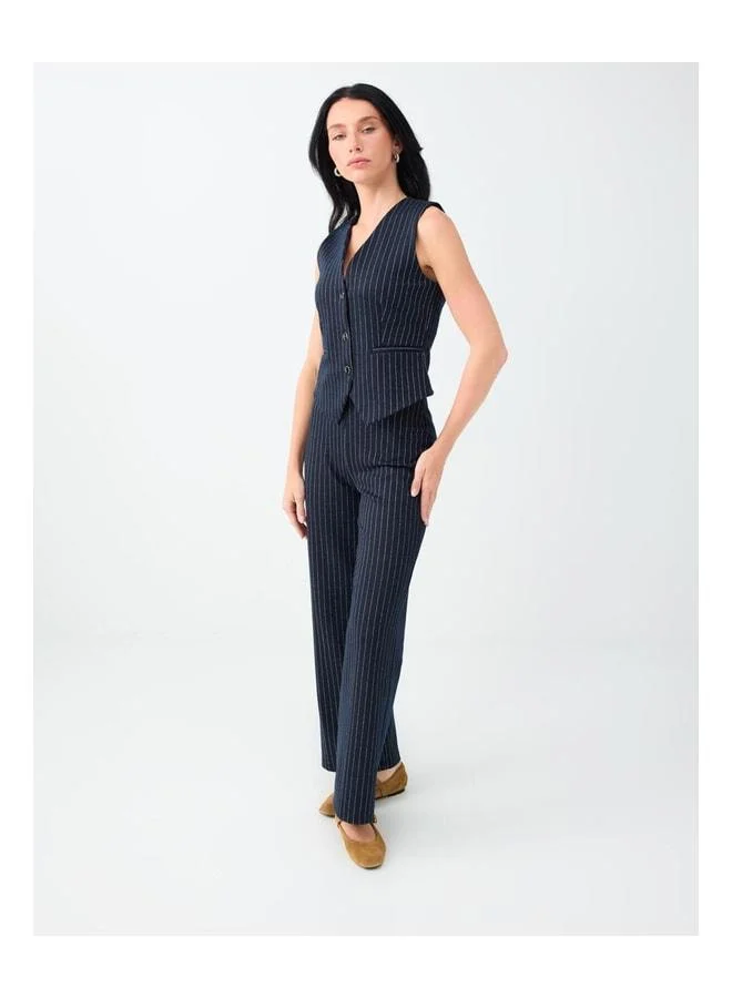Jimmy Key Navy Elastic Waist Striped Pants.