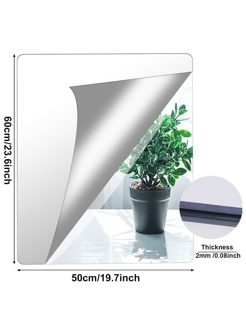 TPGP 4 Pack Self Adhesive Mirror 50x60cm Adhesive Mirror Tiles 2MM Thick Acrylic Stick On Wall Mirrors Sheets Removable Mirror Stickers for Home Decoration - Image 2