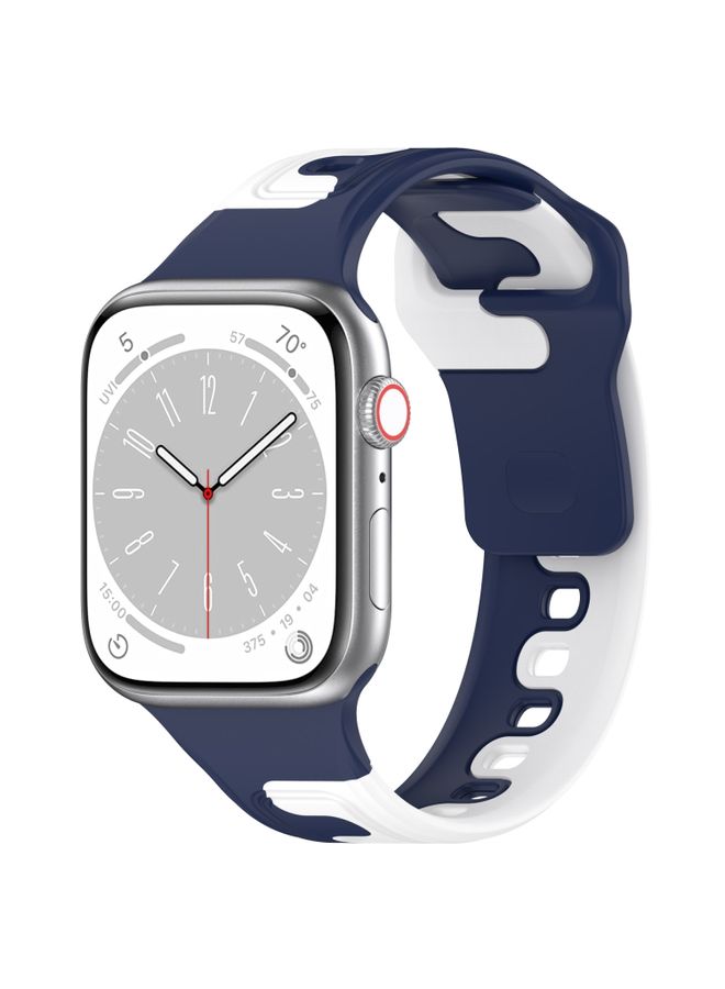 Replacement Strap For Apple Watch 4 40mm Double Color Silicone Watch Band Blue+White
