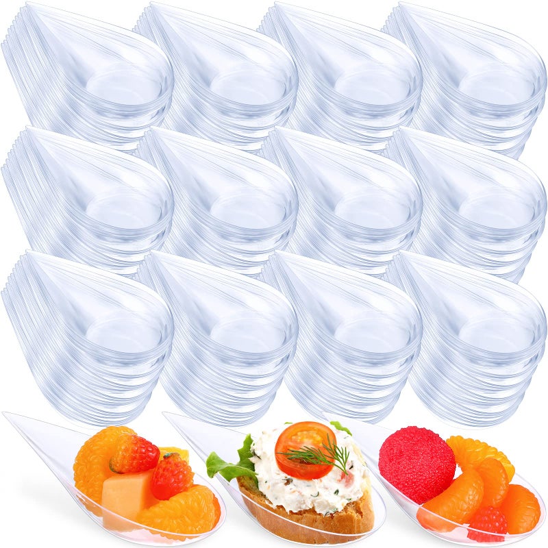 Foaincore Foaincore 500 Pcs 4 Inch Appetizer Spoons Tear Drop Mini Appetizer Plates Plastic Catering Supplies Disposable Tasting Spoons Asian for Desserts Sauces Sushi Ice Cream Sample Serving PartyClear 