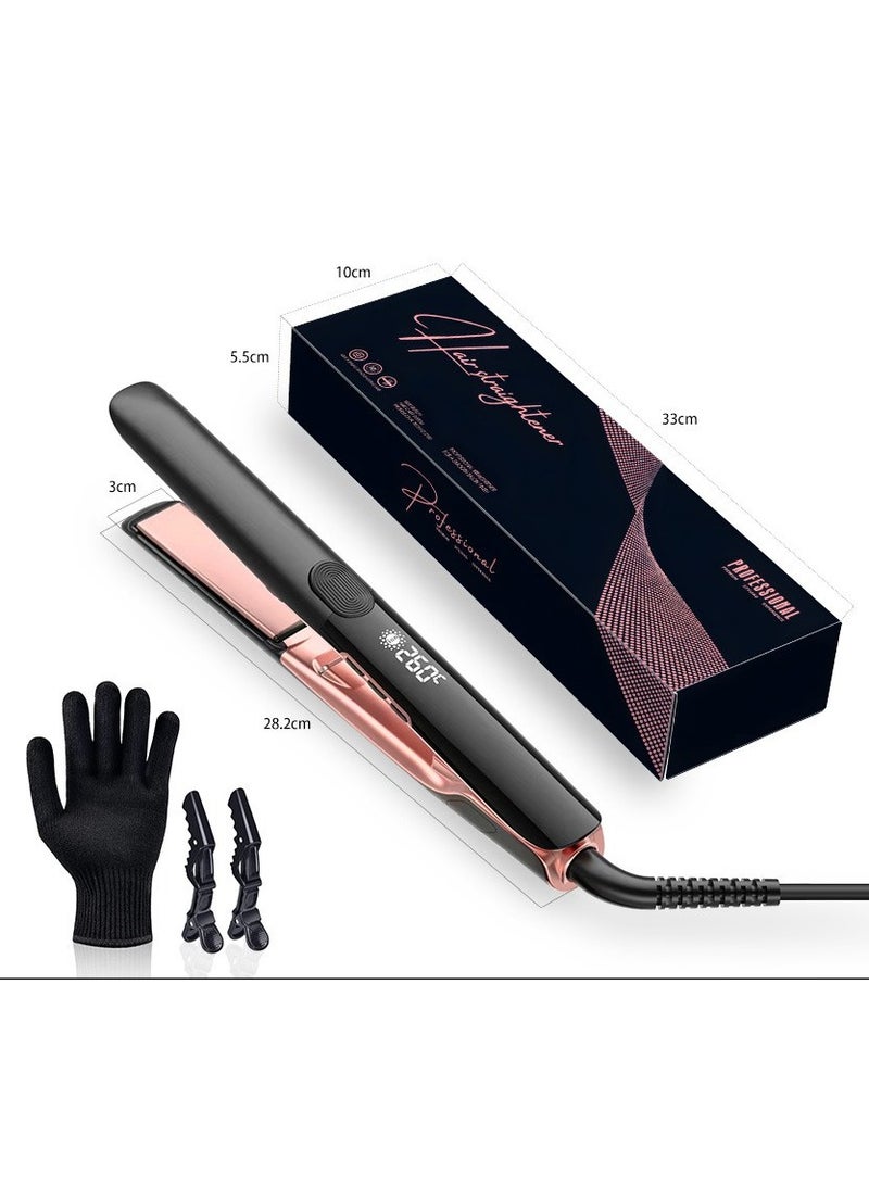 PROFESSIONAL 2 In 1 Multifunctional Negative ions Straight Hair Curling Iron，6 Temperature Control Levels，Ceramic Glaze Panel, Upgraded PTC Heating Element, 60-Minute Automatic Power-off Protection Device - Image 1