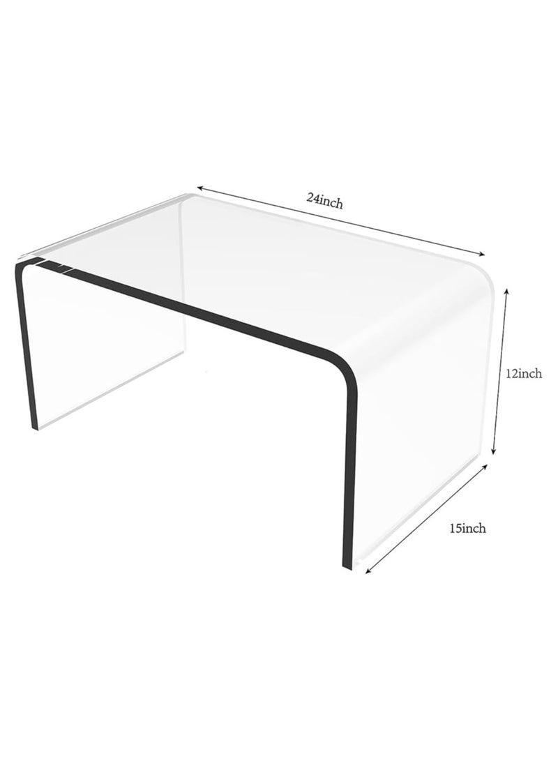 تي بي جي بي طاولة جانبية أكريليك، بطول 24 بوصة وعرض 15 بوصة وارتفاع 12 بوصة، بسمك 3/5 بوصة، طاولة ديكور حديثة شفافة على شكل حرف C، طاولة قهوة متعددة الاستخدامات لغرفة المعيشة، وغرفة النوم، والمكتب (قطعة واحدة) - Image 5