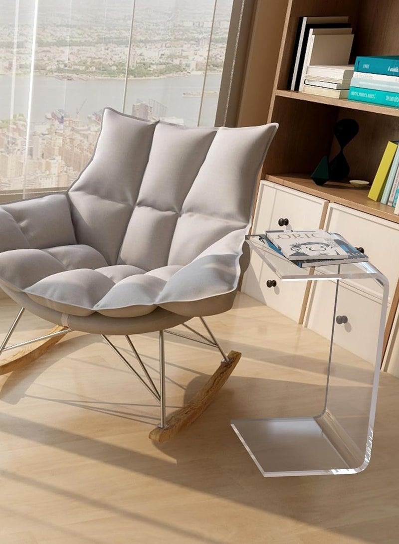 تي بي جي بي طاولة جانبية أكريليك، بطول 24 بوصة وعرض 15 بوصة وارتفاع 12 بوصة، بسمك 3/5 بوصة، طاولة ديكور حديثة شفافة على شكل حرف C، طاولة قهوة متعددة الاستخدامات لغرفة المعيشة، وغرفة النوم، والمكتب (قطعة واحدة) - Image 2